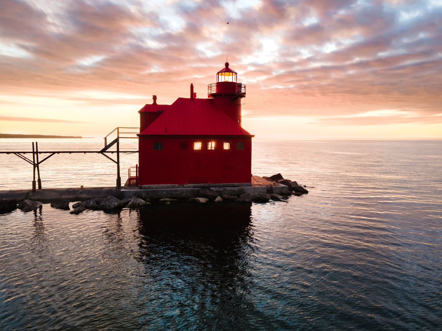 Sturgeon Bay Pier Light Sunrise