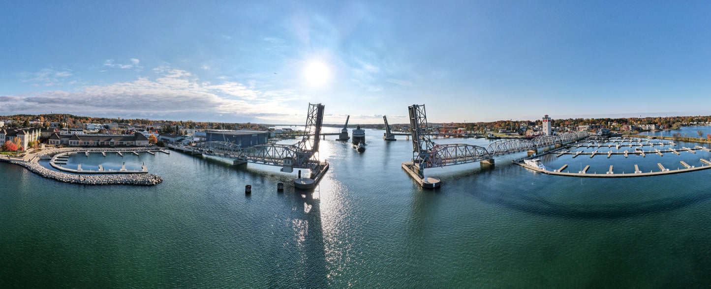 SS Badger through the Sturgeon Bay Bridges Panorama